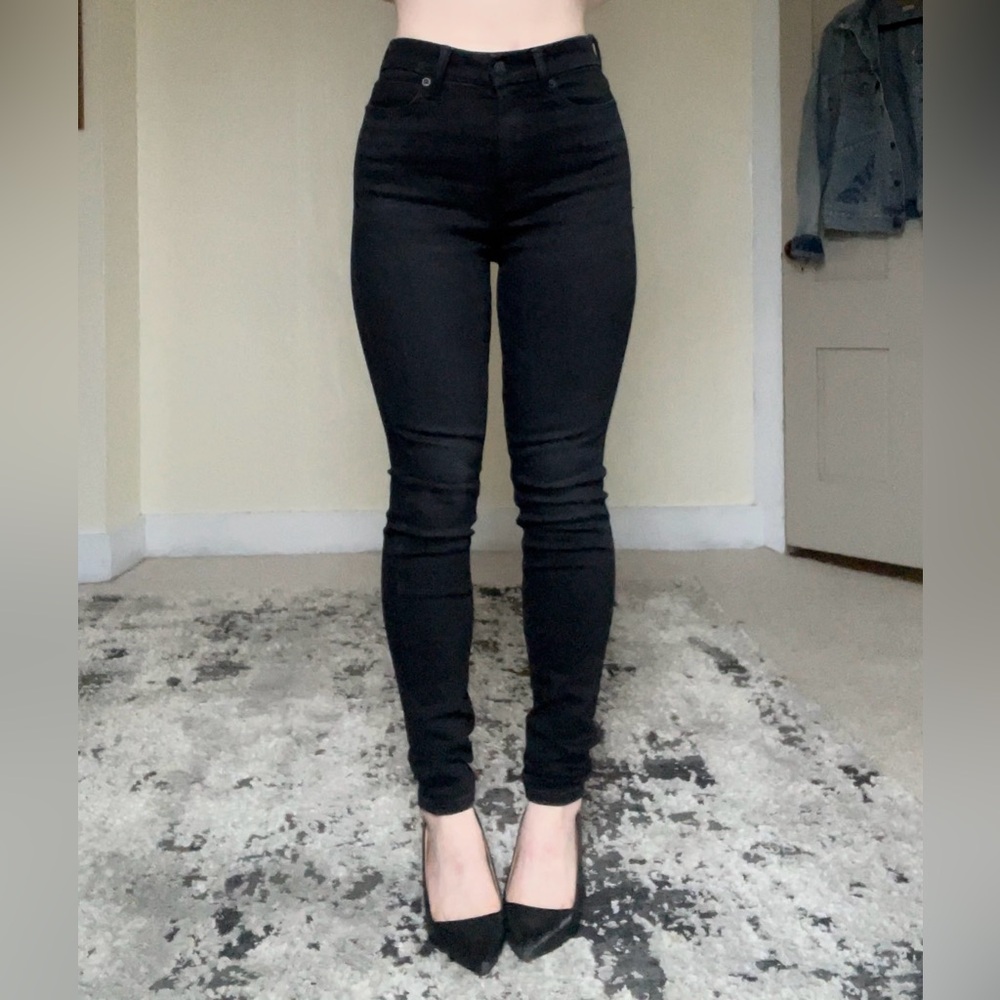 American Eagle Outfitters High Rise Skinny Stretchy Black Jeans Gothic Punk NWT - Picture 6 of 11
